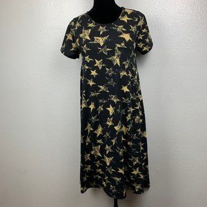 Lularoe  Black Tan Star Print Carly Swing Dress